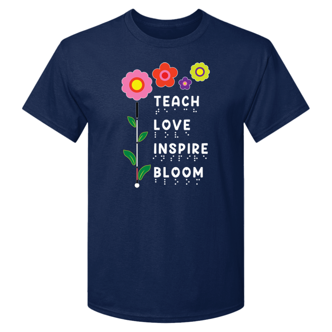 Women's Teacher Graphic T-Shirt - 'Teach Inspire' Letter Print, Purple, Medium