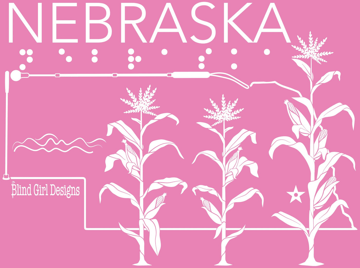 New! 3D Tactile Nebraska T-Shirt - Pink