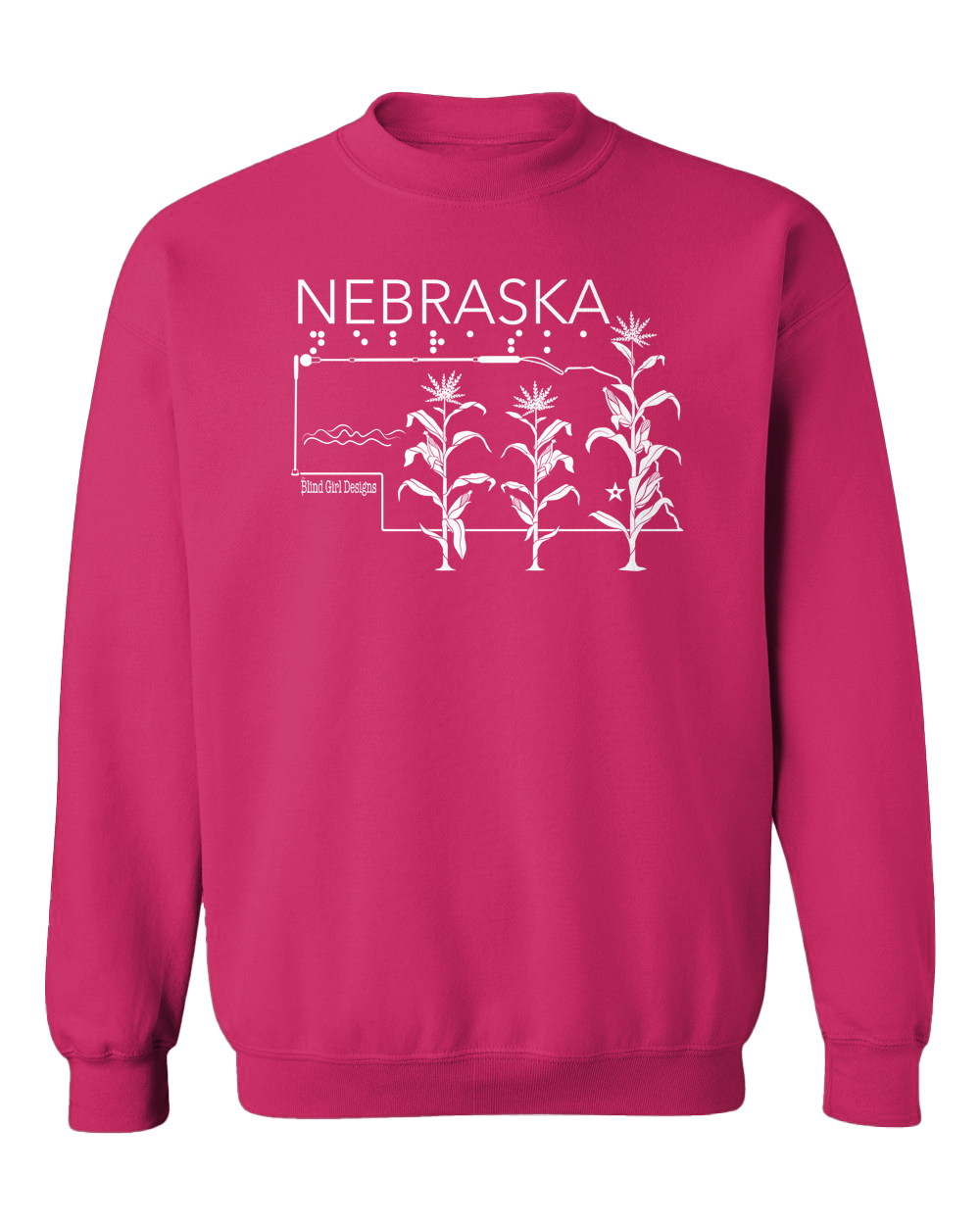 New 3D Tactile! Nebraska State Sweatshirt - Pink