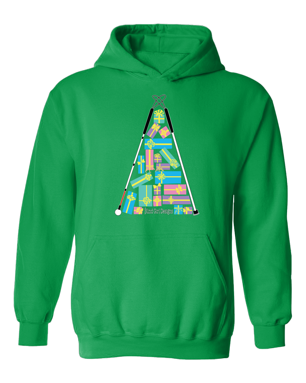 Christmas Tree of Gifts Hoodie Irish Green1
