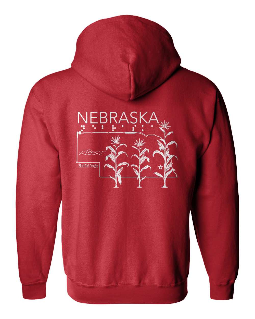 New 3D Tactile! Nebraska State Full Zip Hoodie - Red