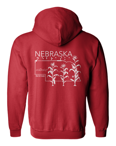 New 3D Tactile! Nebraska State Full Zip Hoodie - Red