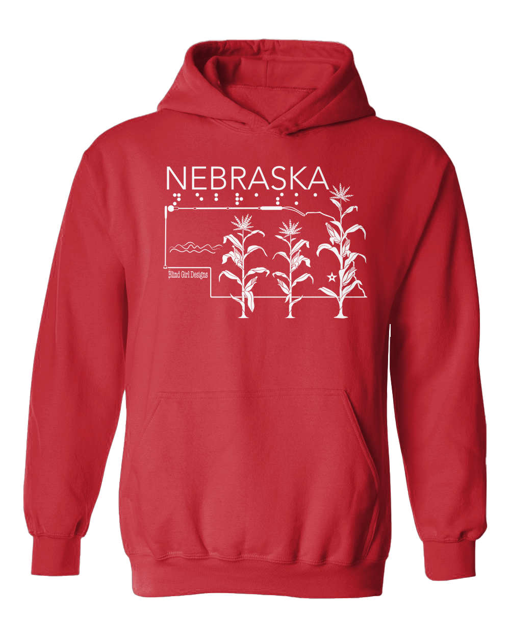 New! 3D tactile Nebraska State Hoodie - Red