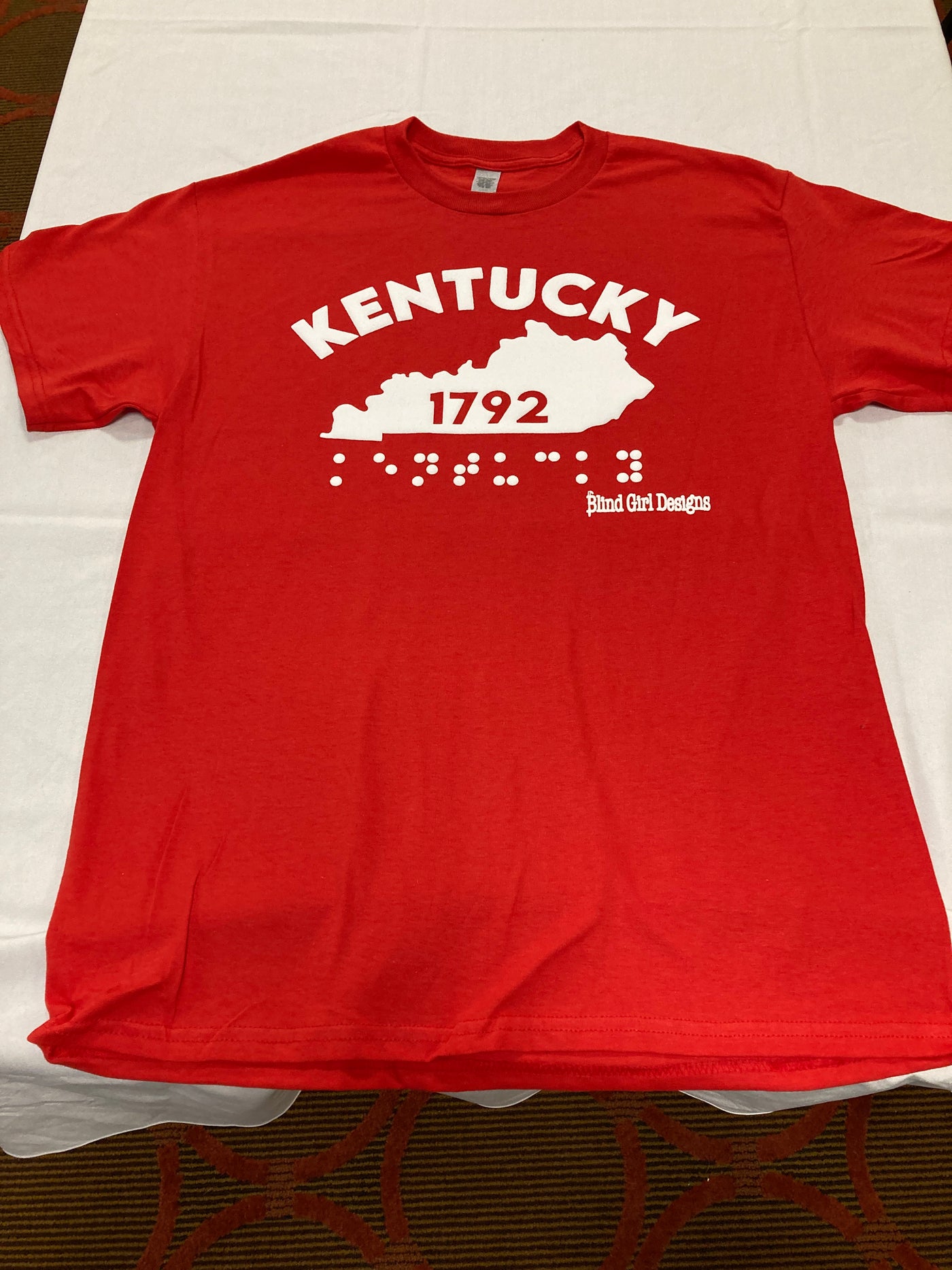 New 3D! Kentucky State Braille  T-Shirt - RED