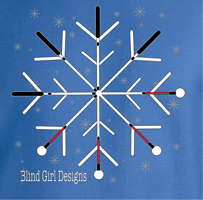 Kids and Toddlers Snowflake White Cane T-Shirt - Royal Blue