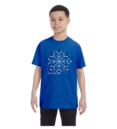 Kids and Toddlers Snowflake White Cane T-Shirt - Royal Blue