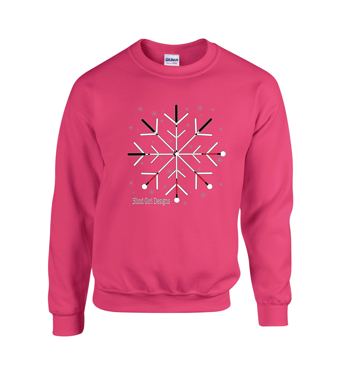 Original Snowflake White Cane Crew Sweatshirt - Pink