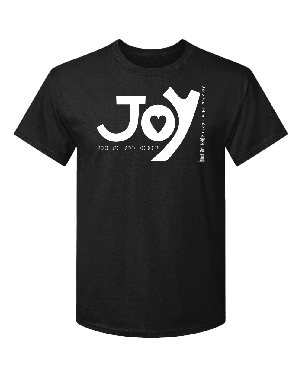 New 3D Joy T- Shirt.- Black with White Glitter Tactile Ink