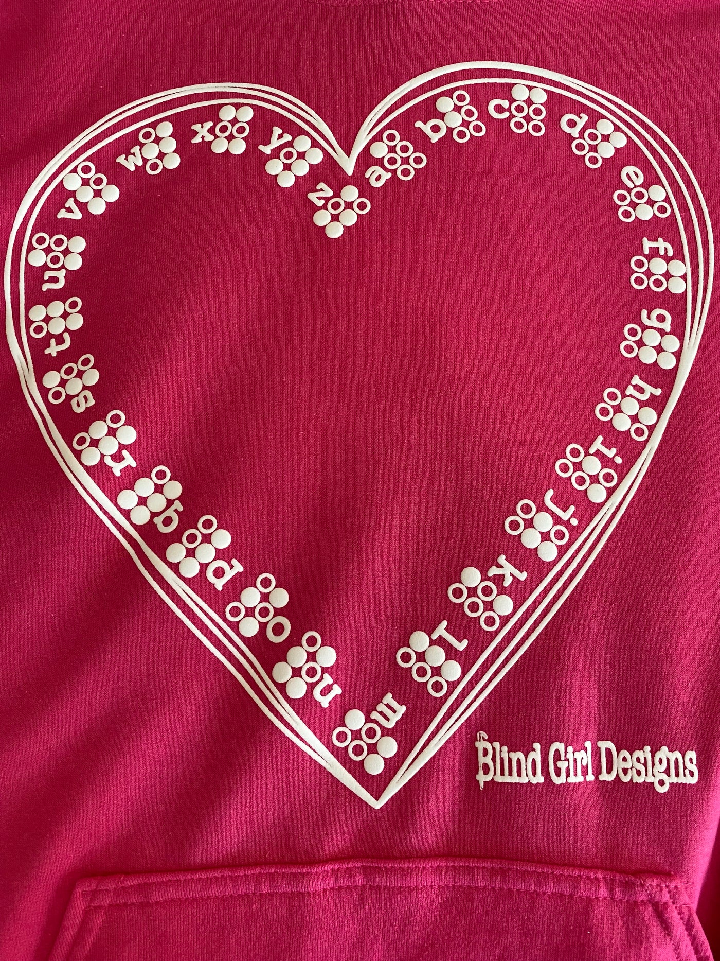 New! 3D Braille Heart T-Shirt Pink