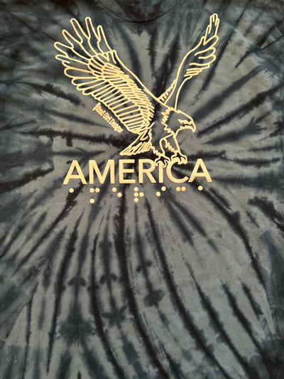 3D Tactile American Eagle T-Shirt - Blue Tie Dye