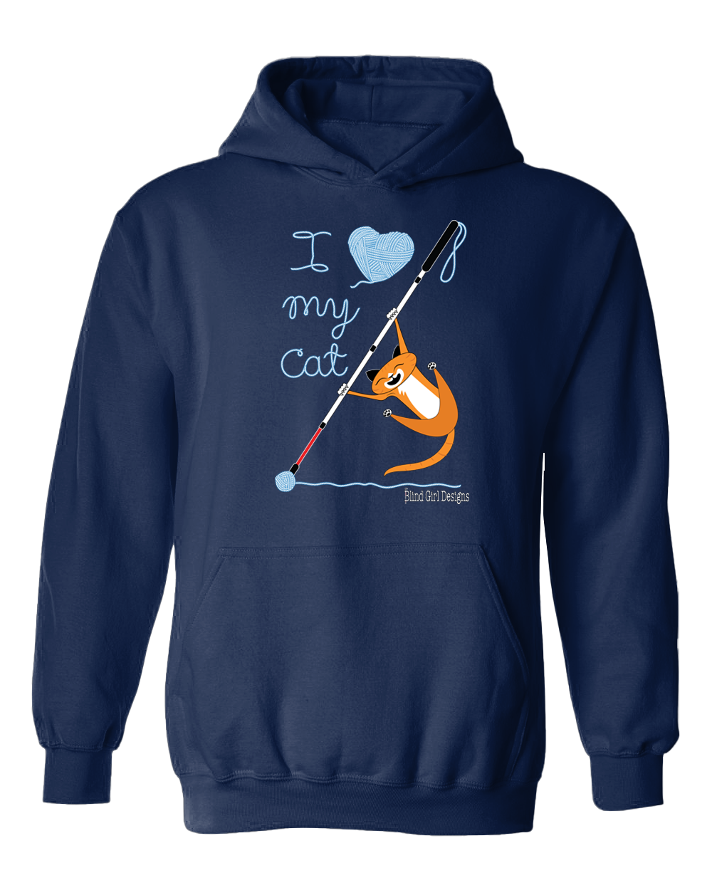 I Love My Cat Hoodie - Navy Blue