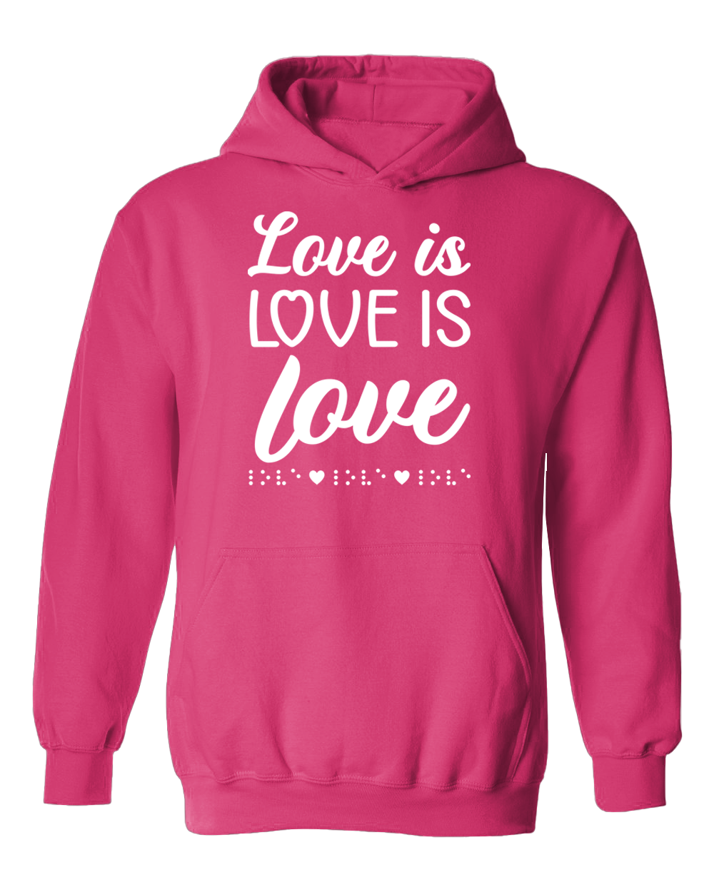 3D! Love is Love with Braille Hoodie - Vibrant Pink