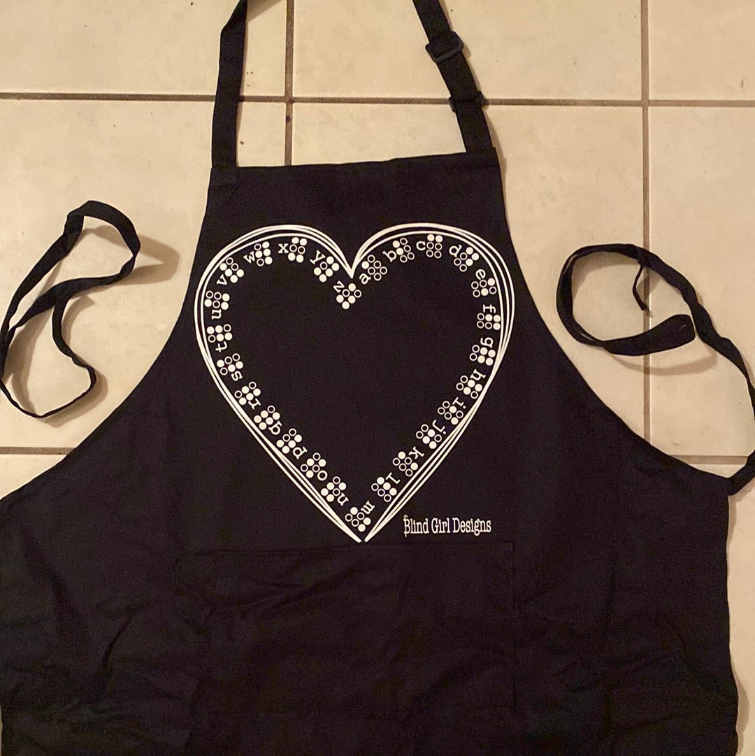 Apron with Braille Heart Pattern