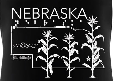 Nebraska Apron White Print on Black