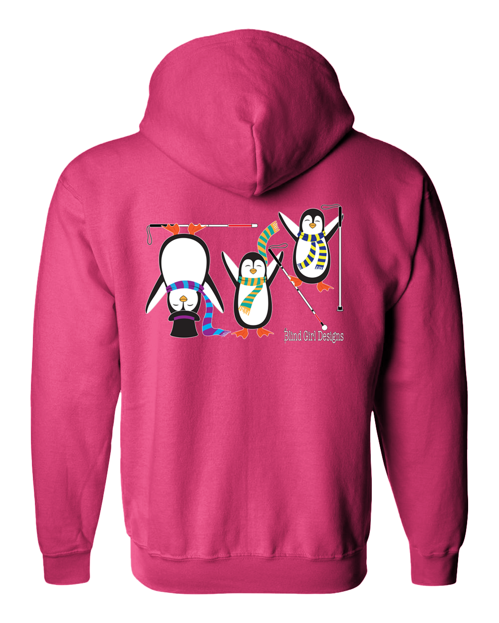 Happy Penguins Zip Hoodie pink