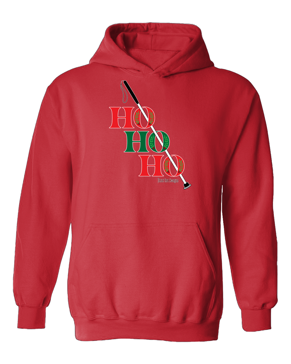 Ho ho ho! White cane Hoodie - red