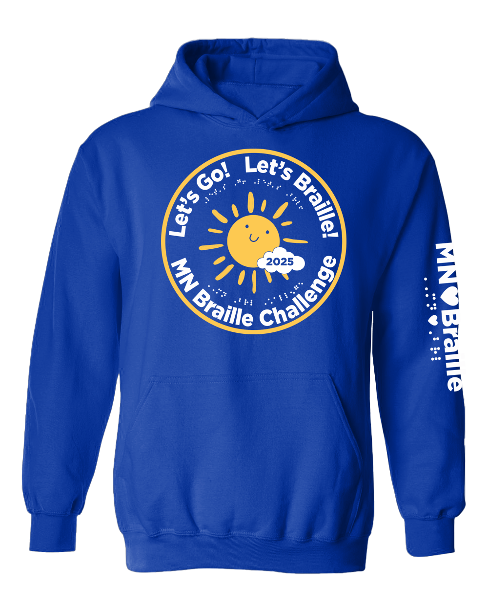 Minnesota Braille Challenge hoodie royal blue