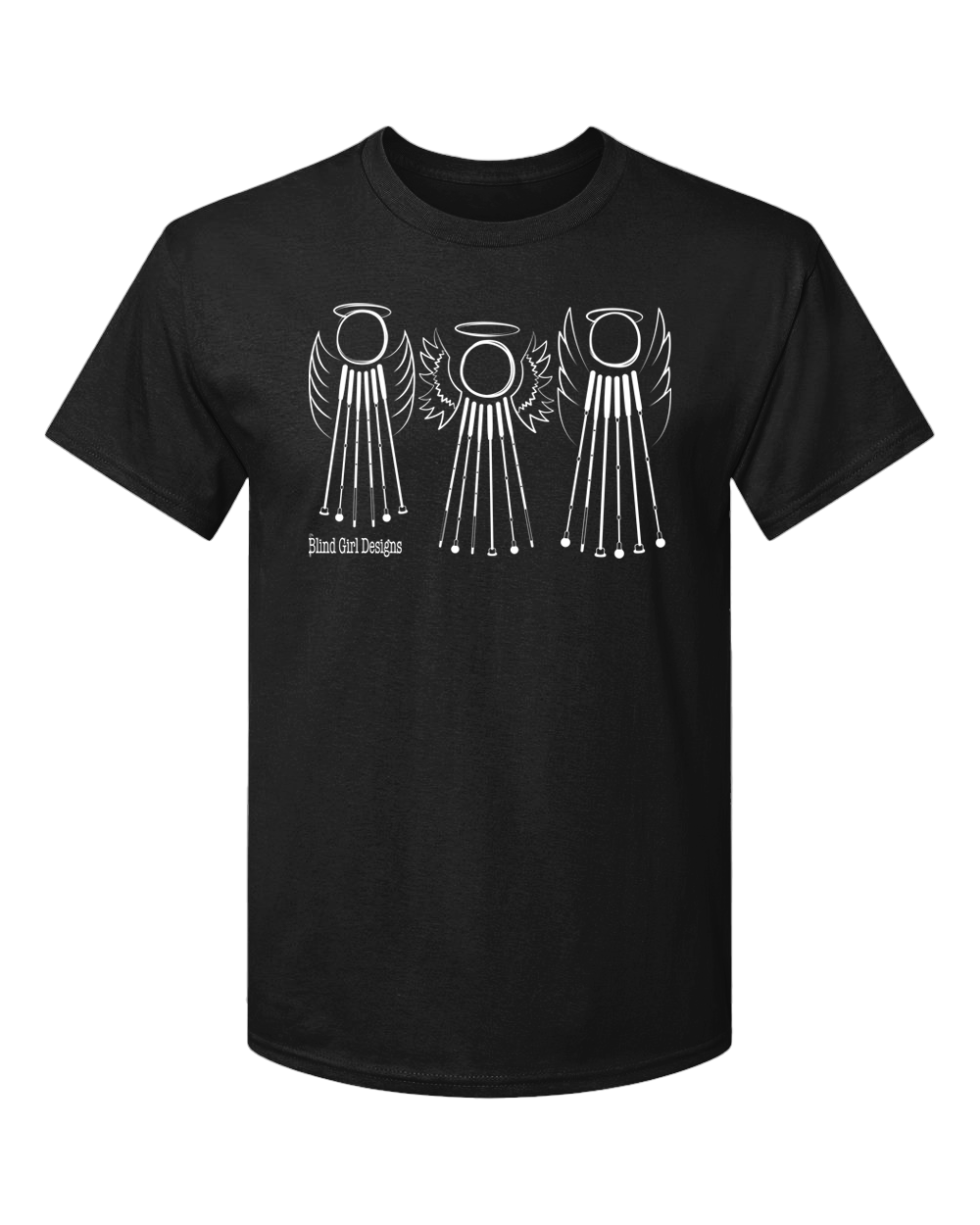 Tactile 3 Sweet White Cane Angels T-Shirt - Black