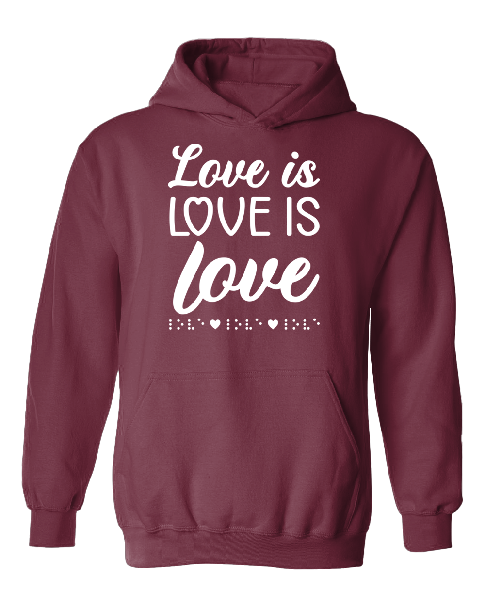 3D! Love is Love with Braille Hoodie - Berry