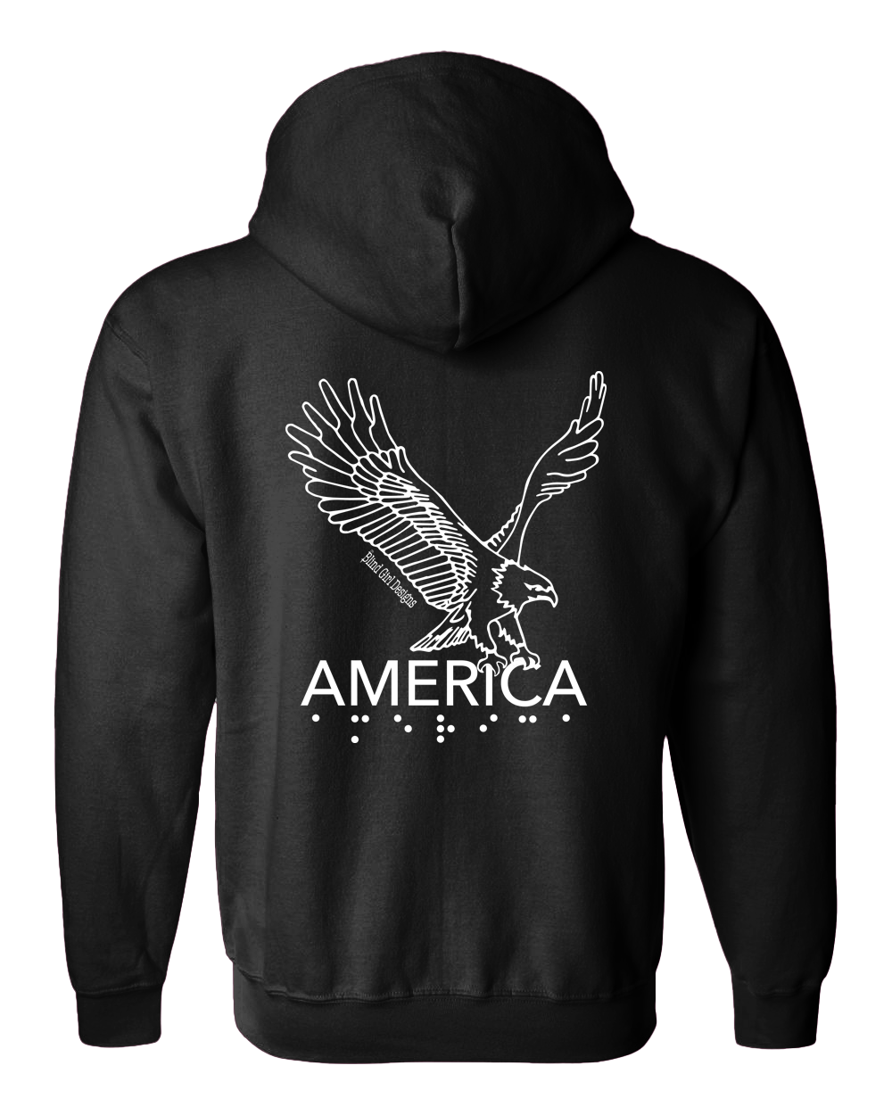 3D Tactile American Eagle Full Zip Hoodie - Black