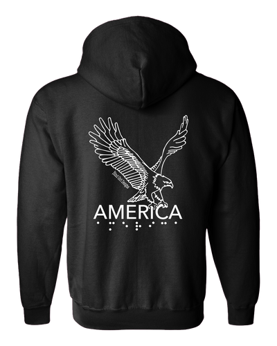 3D Tactile American Eagle Full Zip Hoodie - Black