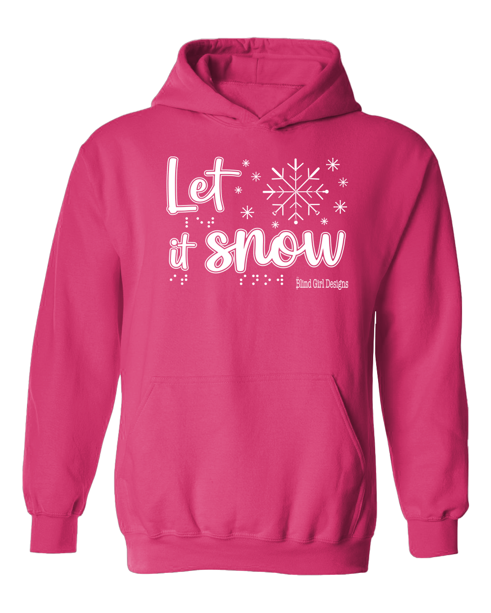 New! Tactile “Let It Snow!” Glow-in-the-Dark Hoodie - Vibrant Pink