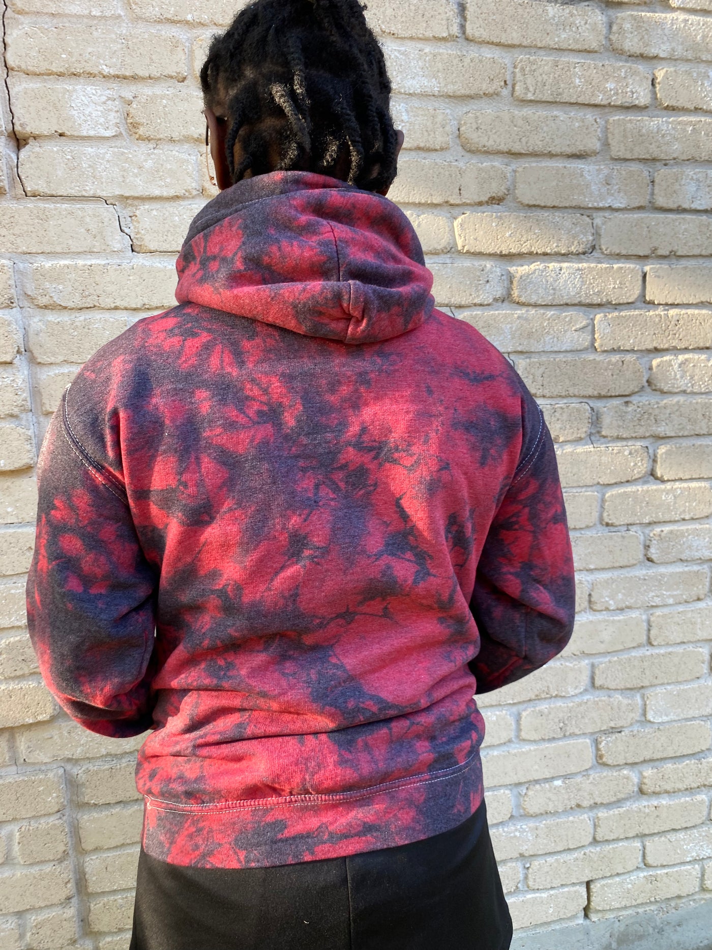 New!  3D American Flag White Cane Tie Dye  Hoodie in red and black