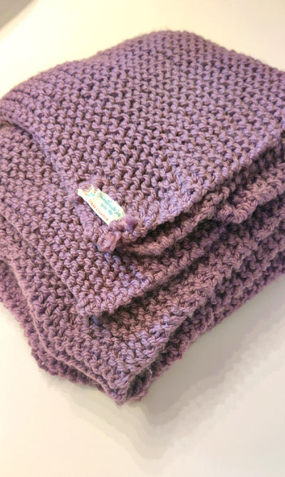 Big Chunky  Handknit Blanket  Deep Plum by Linda