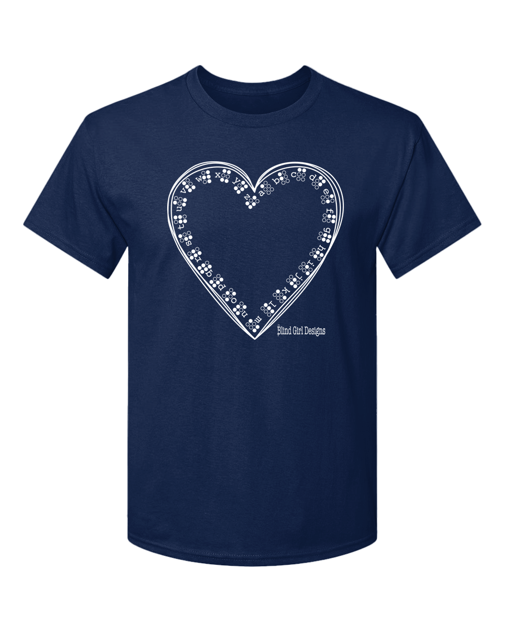 3D Tactile Braille Heart T-Shirt - Navy Blue