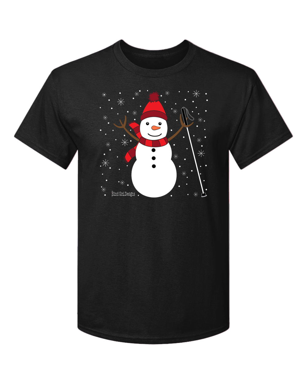 Jolly  Snowman white cane T-shirt black