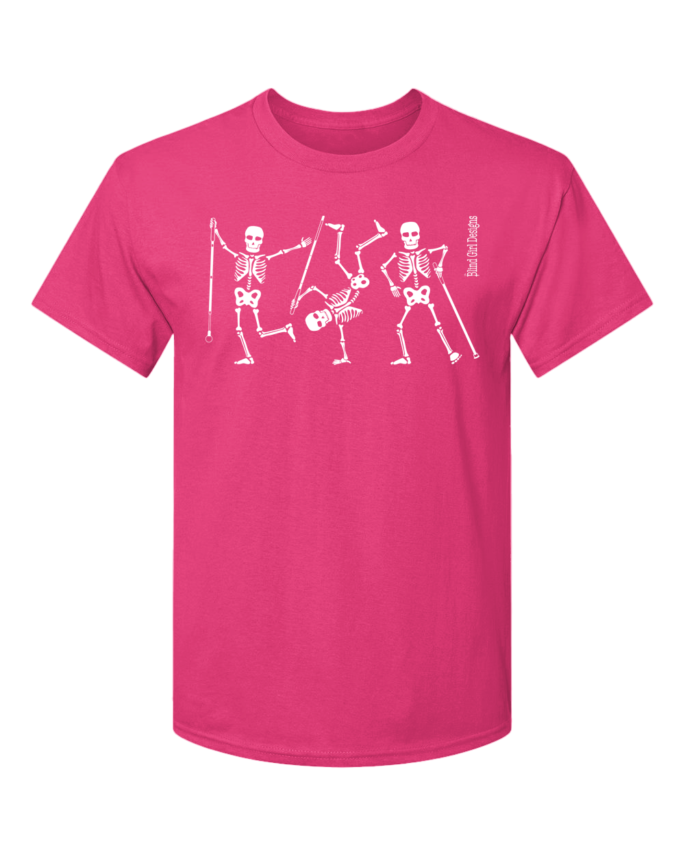 New! Dancing Skeletons 3-D Glow-in-the-Dark T-Shirt (No Text) - Pink