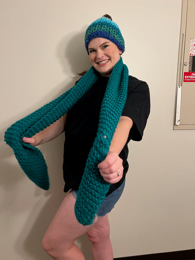 Handmade Scarf & Hat Set -teal blue