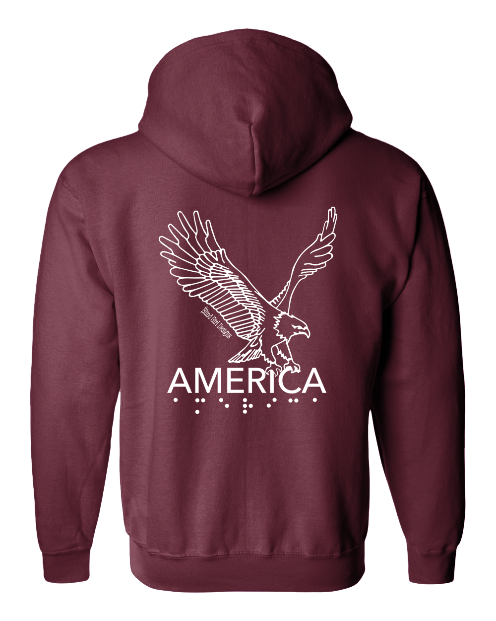 3D Tactile American Eagle Full Zip Hoodie - Berry