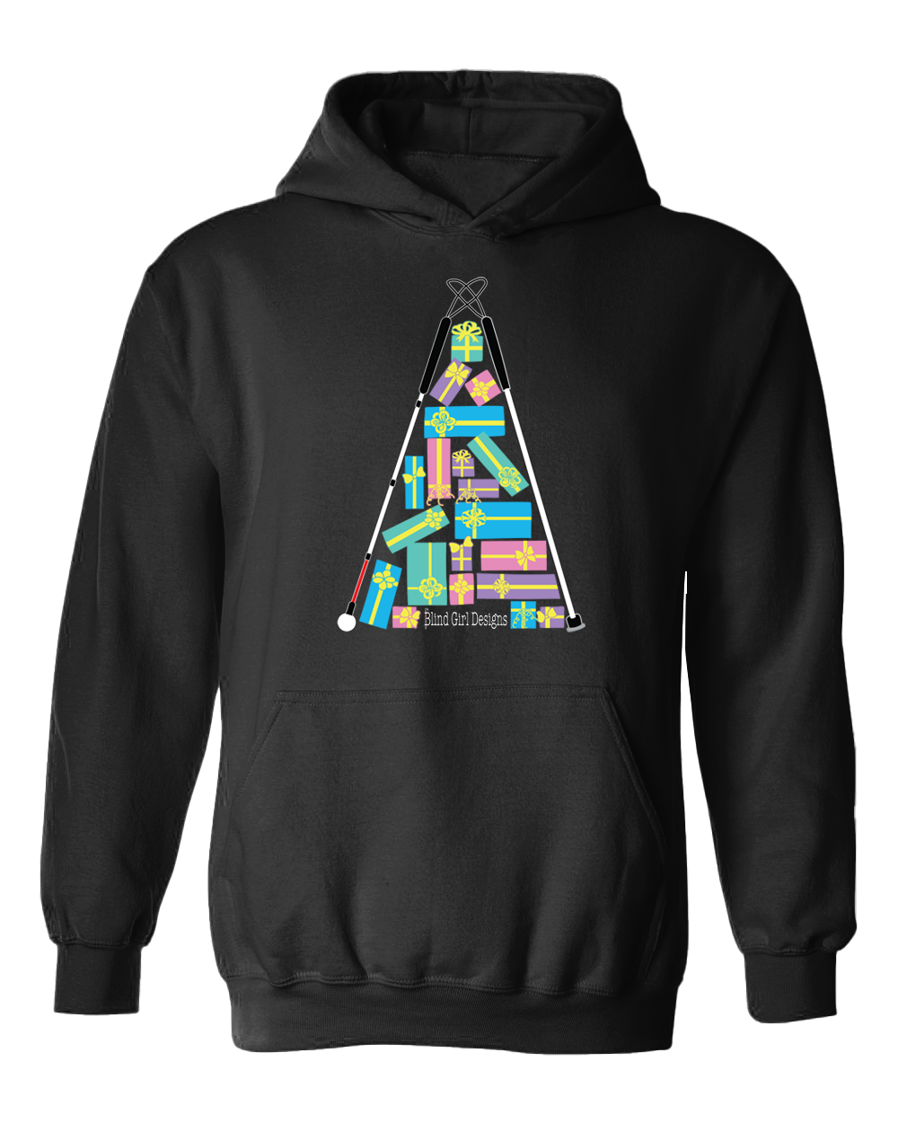 Christmas Tree of Gifts Hoodie - Black