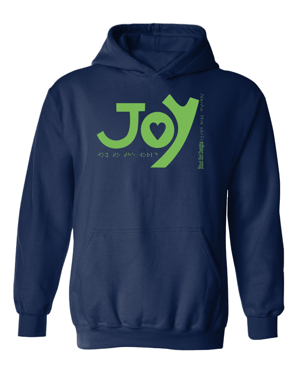New 3D JOY Hoodie - Navy with Green Glitter Ink