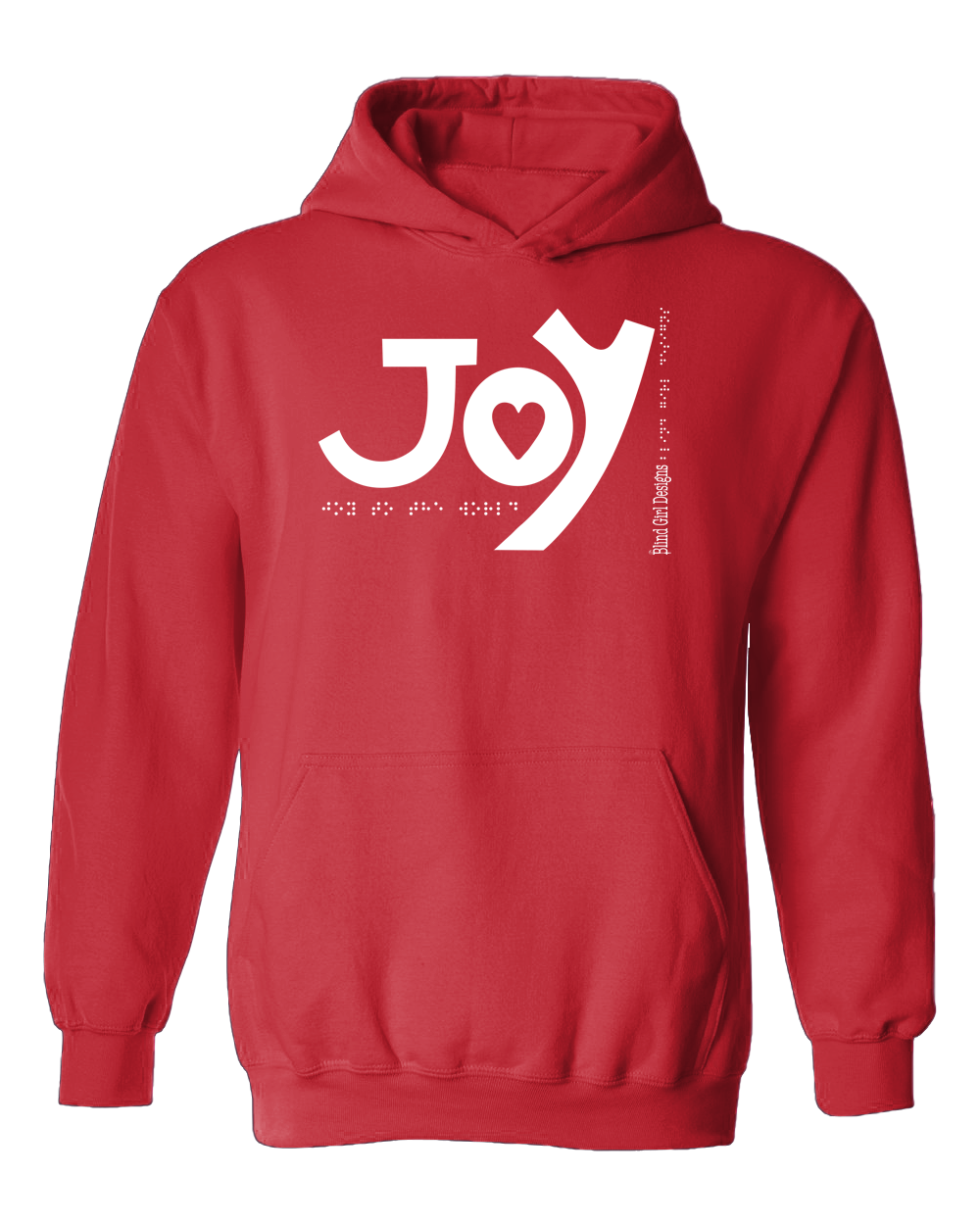 New 3D JOY Hoodie - Red with White Glitter Ink