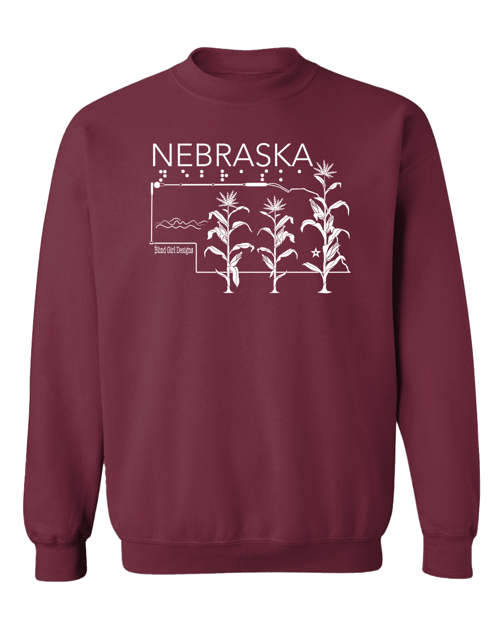 3D Tactile! Nebraska State Sweatshirt - Berry