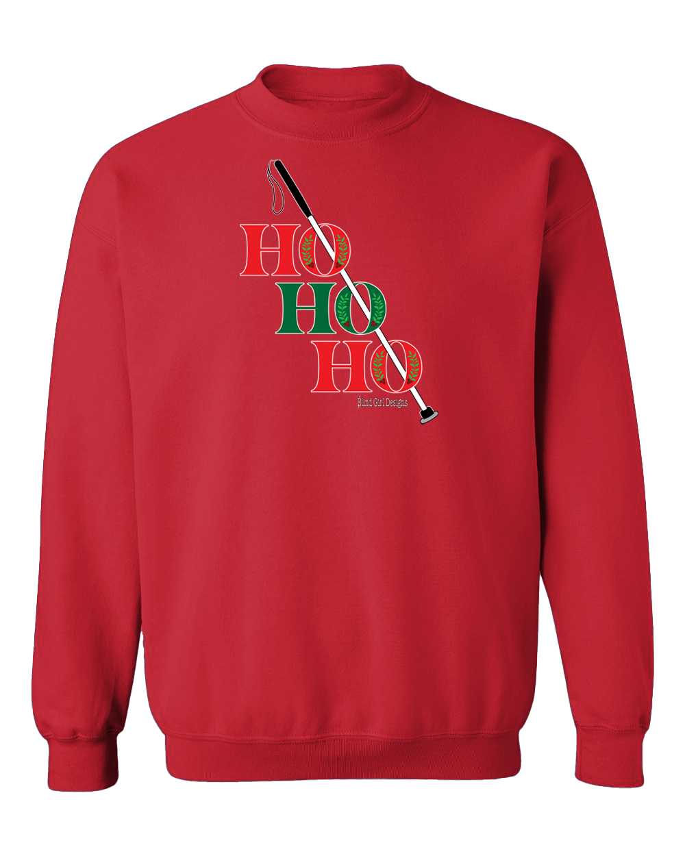 Ho ho ho! White cane SWEATSHIRT red