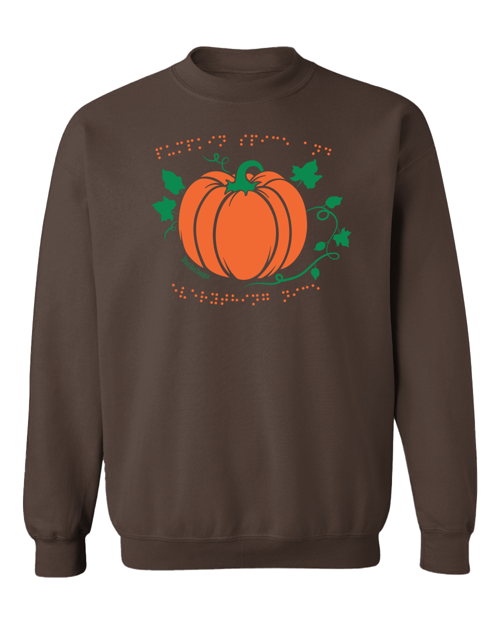 New! 3D Pumpkin Spice Crew Sweatshirt - Chocolate Brown