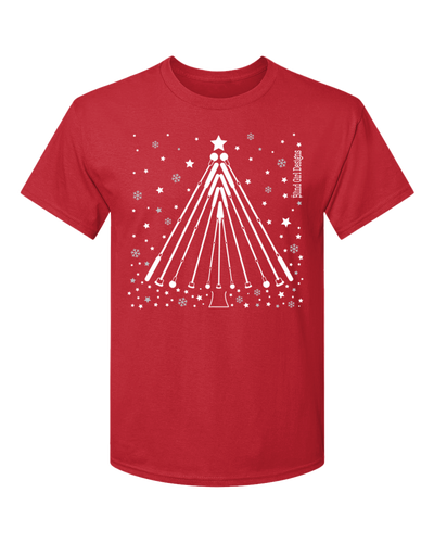 New 3D!  Tactile Winter Tree White Cane T-Shirt - Bright Red