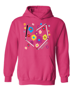 Colorful Flower Heart Cane Hoodie - Vibrant Pink