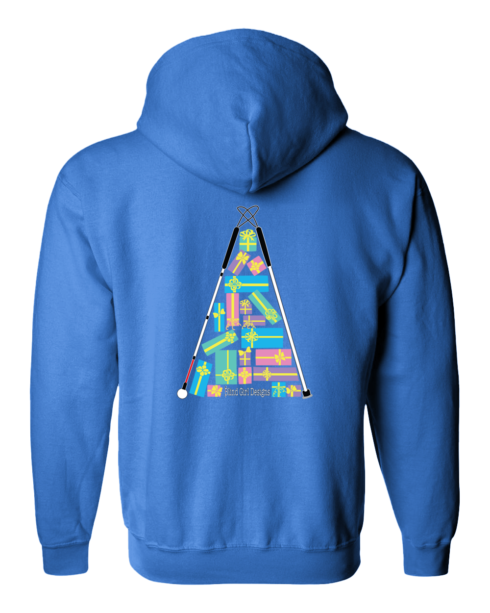 Christmas Tree of Gifts Zip Hoodie - Carolina Blue