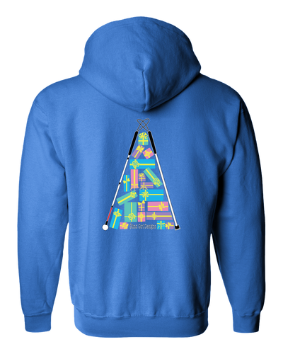 Christmas Tree of Gifts Zip Hoodie - Carolina Blue