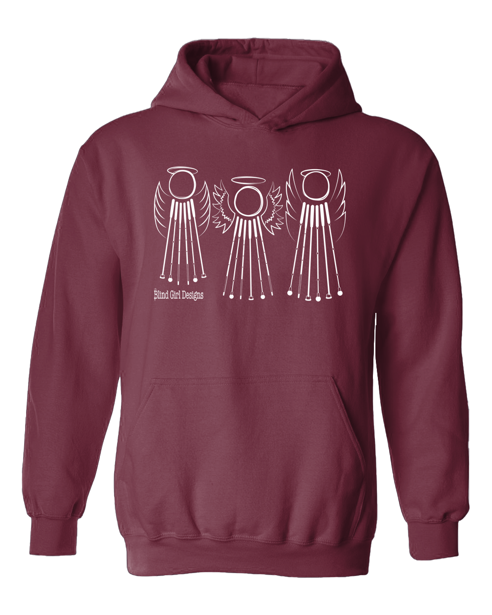 Tactile 3 Sweet White Cane Angels Hoodie - Berry