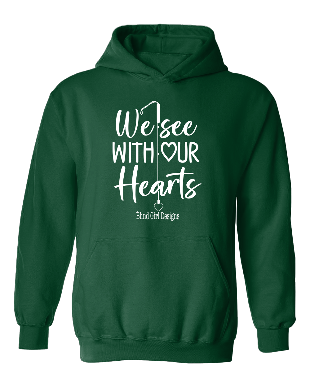 3D! We see with our hearts HOODIE deep forest green