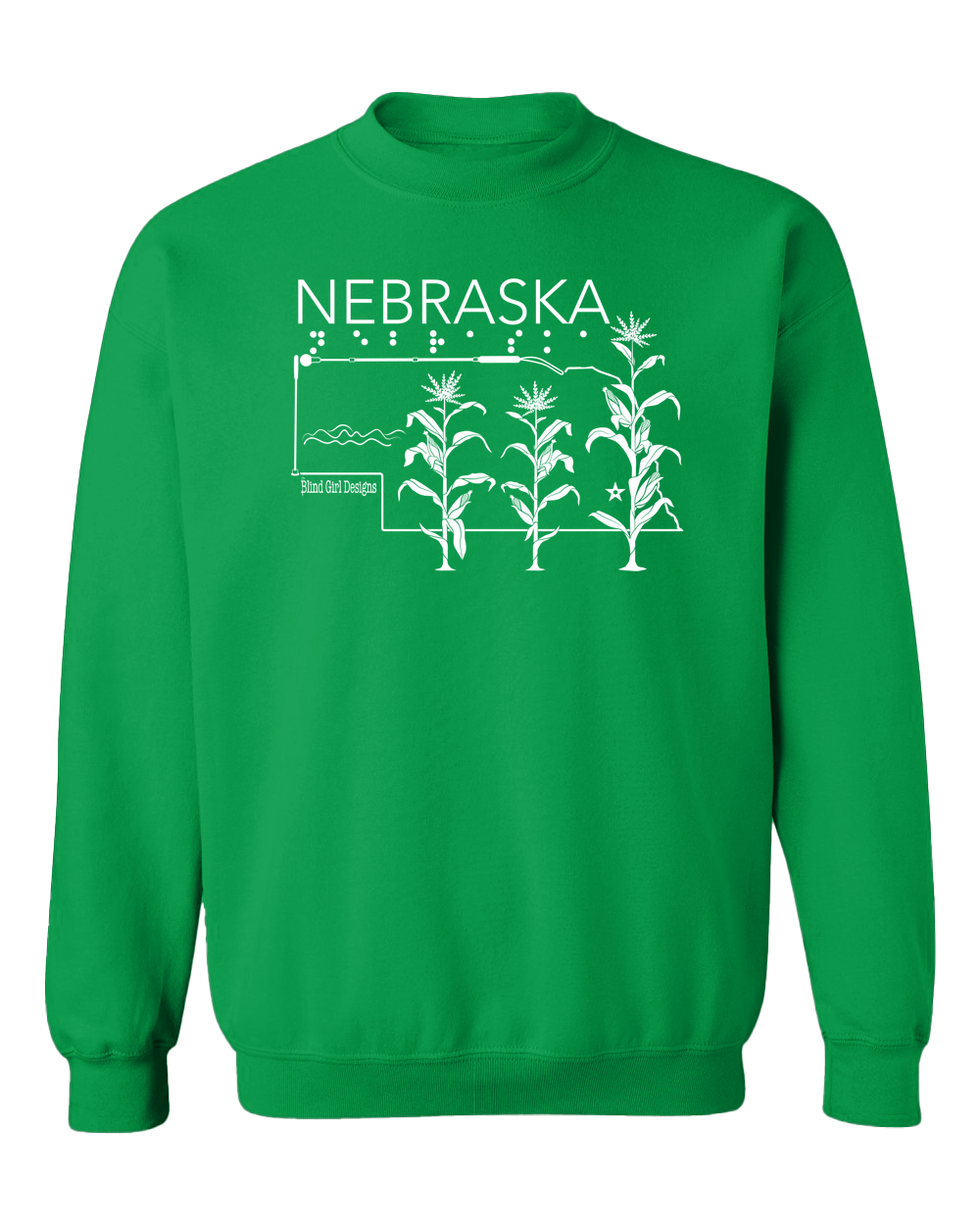 3D Tactile! Nebraska State Sweatshirt - Irish Green