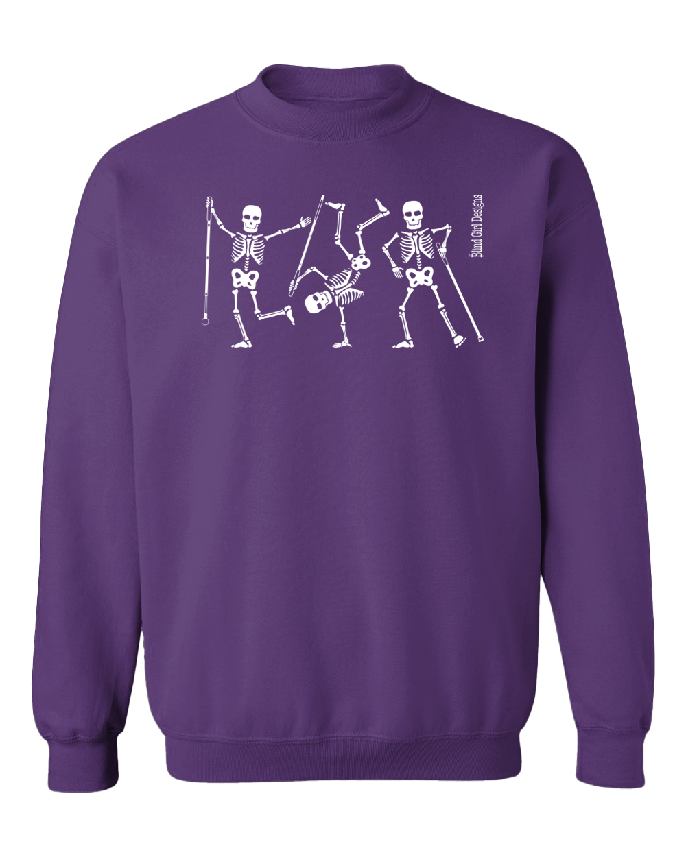 NEW! Dancing Skeletons with white canes 3-D Glow-in-the-Dark Sweatshirt - purple