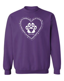 3D I Love My Guide Dog Crewneck Sweatshirt - Purple