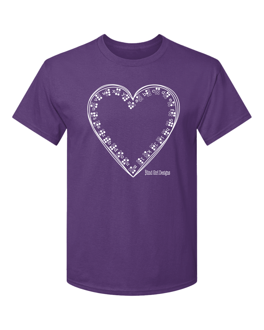 3D Tactile Braille Heart T-Shirt - Purple