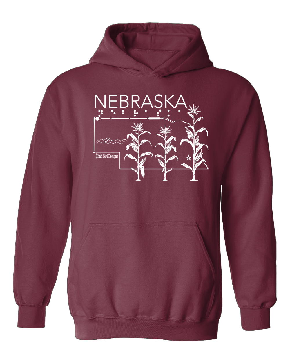 3D tactile! Nebraska State Hoodie - Berry